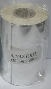 110x300 / 110mmx300mt Beyaz wax ribon